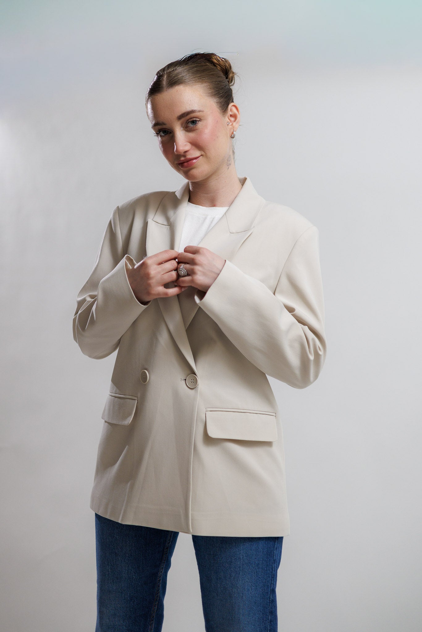 Bej blazer ceket dilvin