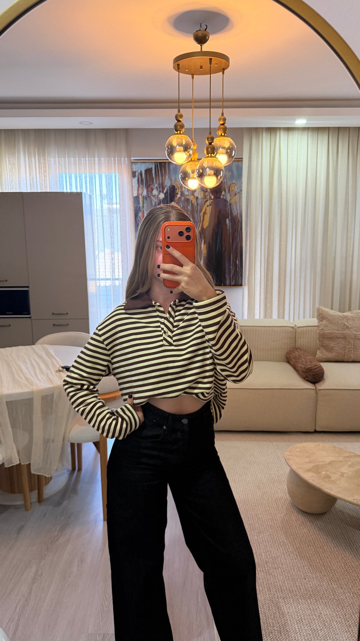 Coco çizgili polo yaka sweatshirt – görsel 6