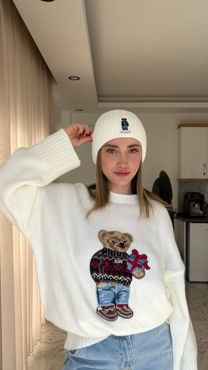 Yeni sezon teddy detaylı oversize kazak 🧸