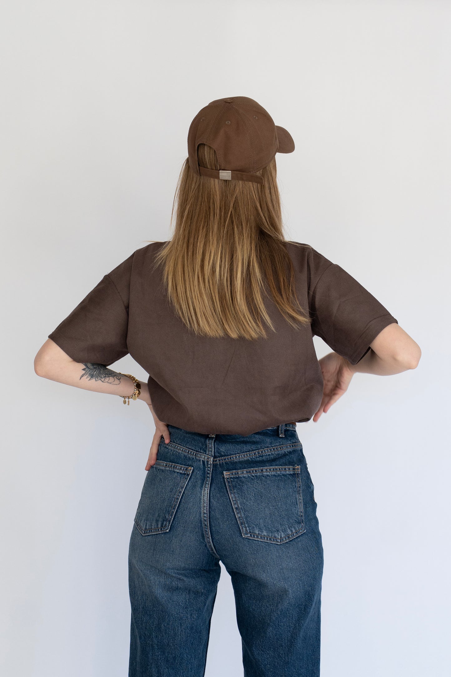 Basic Oversize Kahve Tişört zincirli