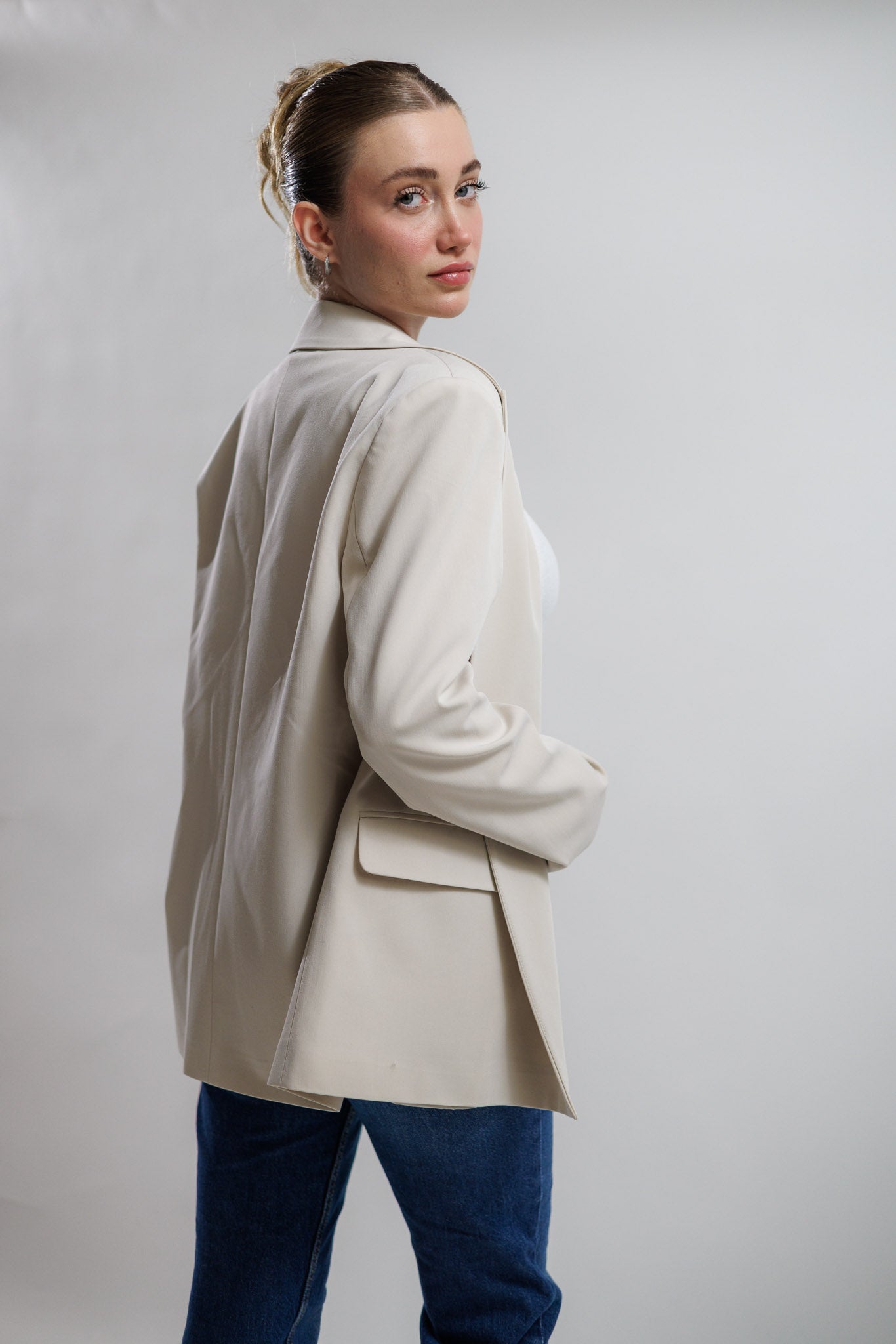 Bej blazer ceket dilvin