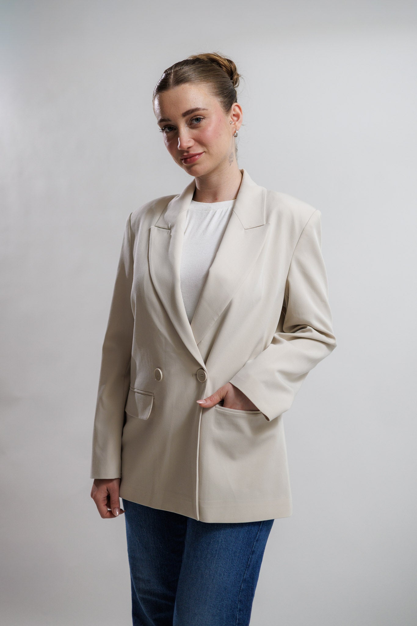 Bej blazer ceket dilvin