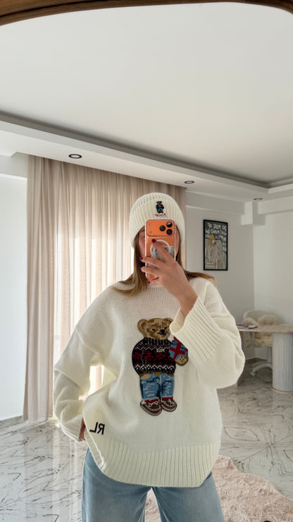 Yeni sezon teddy detaylı oversize kazak 🧸