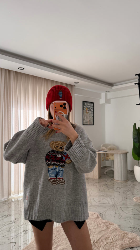 Oversize teddy detaylı yumuşacık kazak 🤍