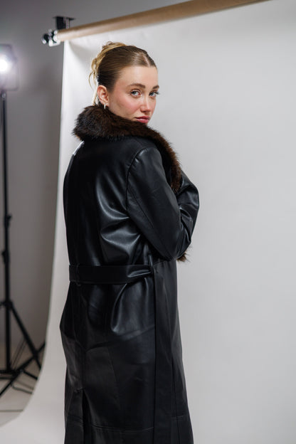 yaka kürklü deri ceket