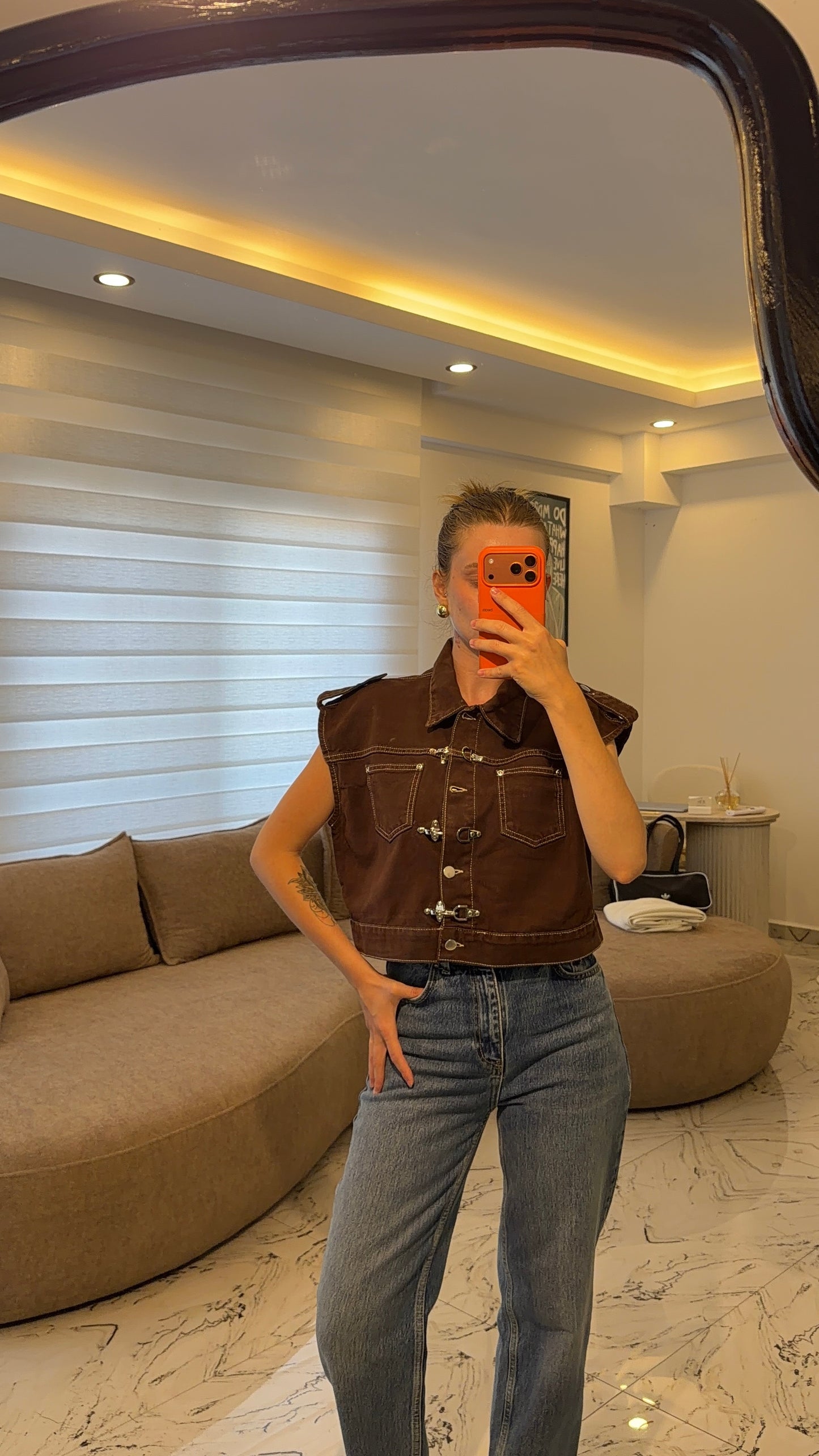 Soho Kahve Denim Yelek