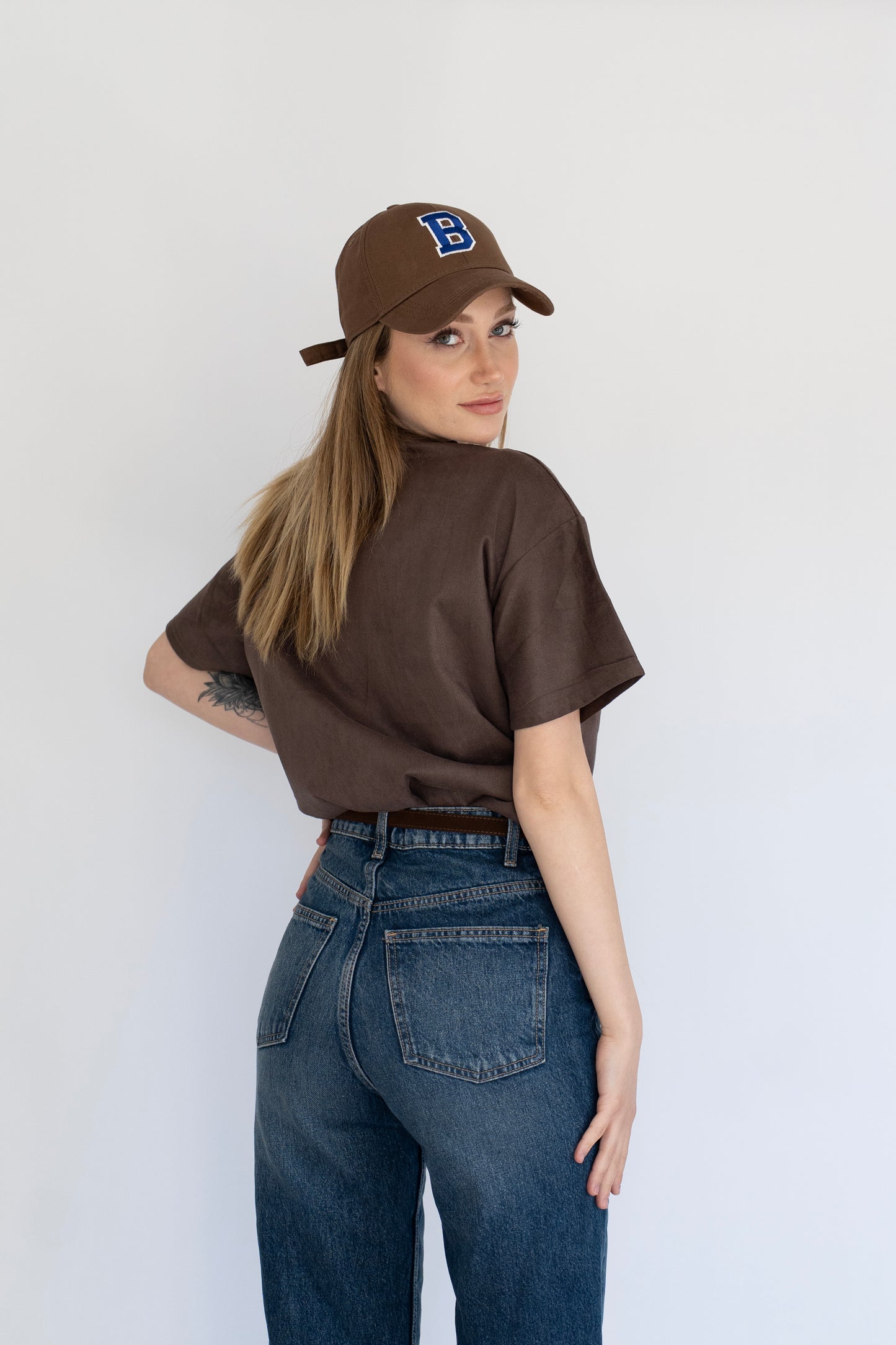 Basic Oversize Kahve Tişört zincirli