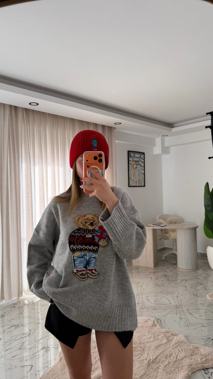 Oversize teddy detaylı yumuşacık kazak 🤍