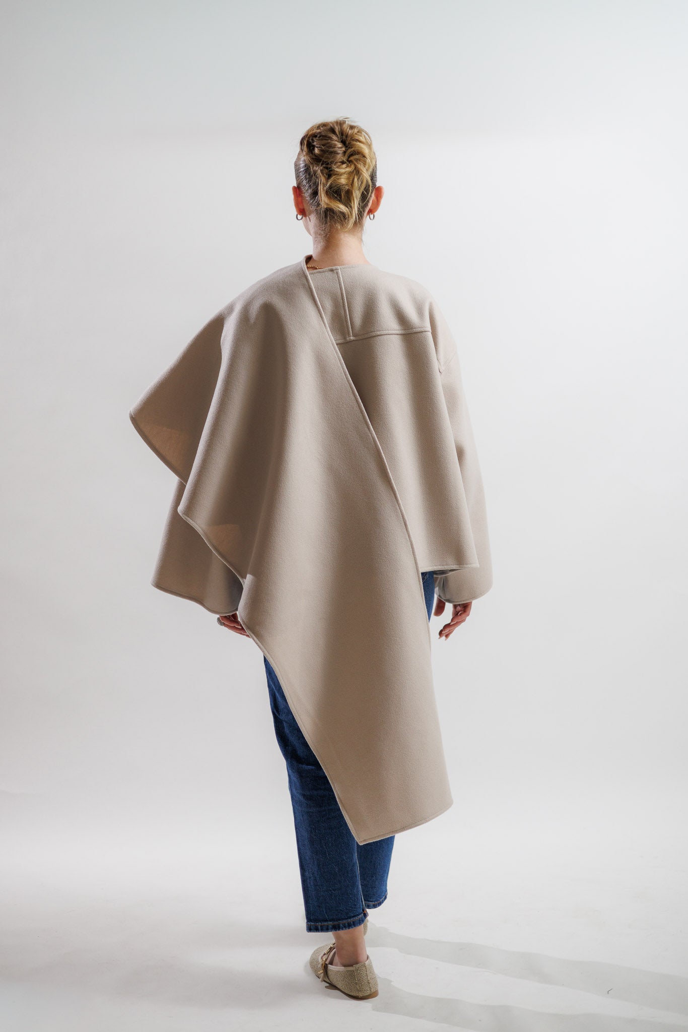 vizon rengi kaşe panço