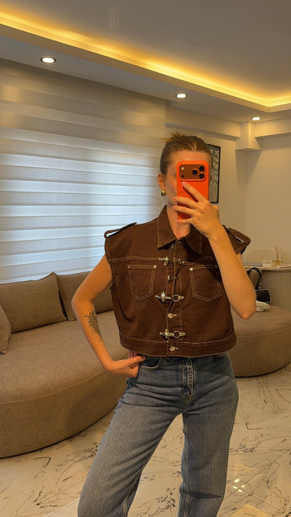 Soho Kahve Denim Yelek