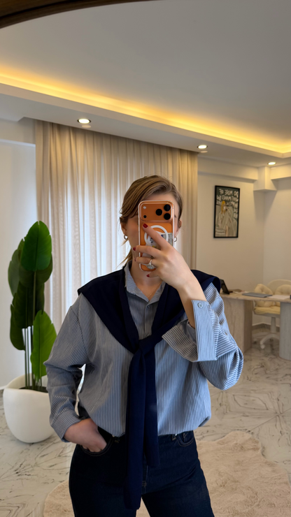 triko boyundan bağlamalı gömlek