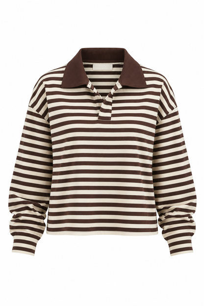 Coco çizgili polo yaka sweatshirt | Eliv