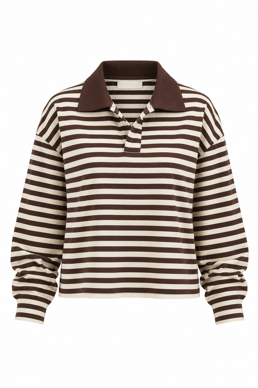 Coco çizgili polo yaka sweatshirt | Eliv