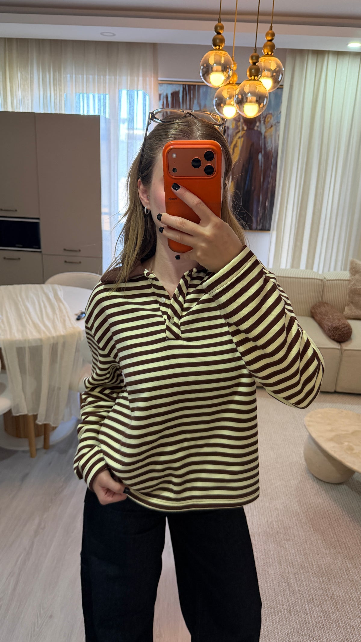 Coco çizgili polo yaka sweatshirt – görsel 3
