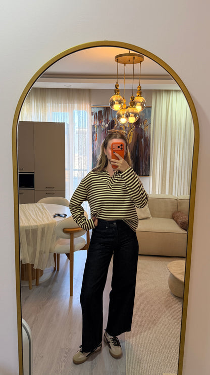 Coco çizgili polo yaka sweatshirt – görsel 4