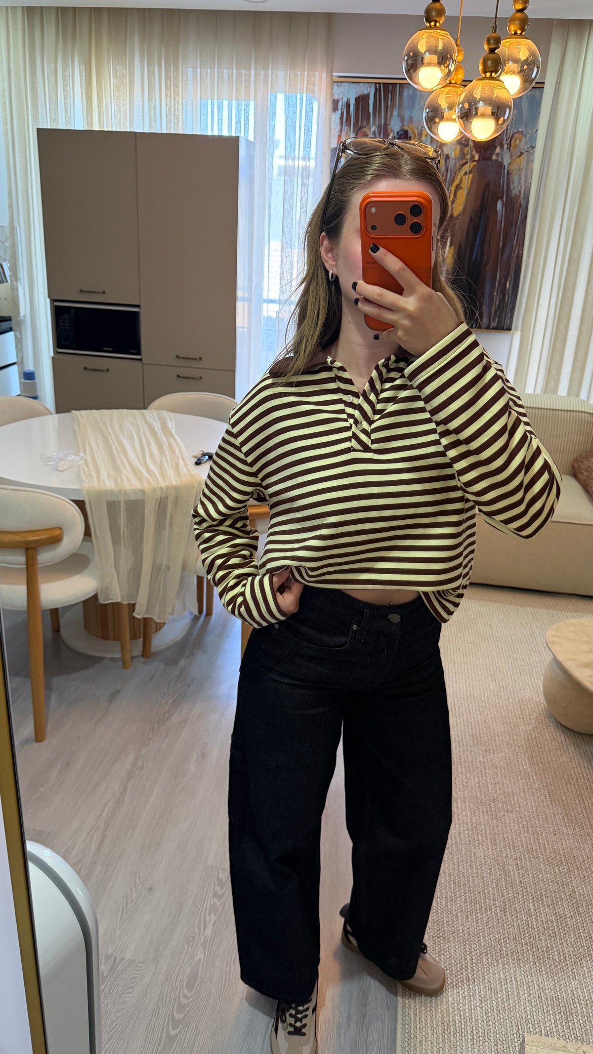 Coco çizgili polo yaka sweatshirt – görsel 5