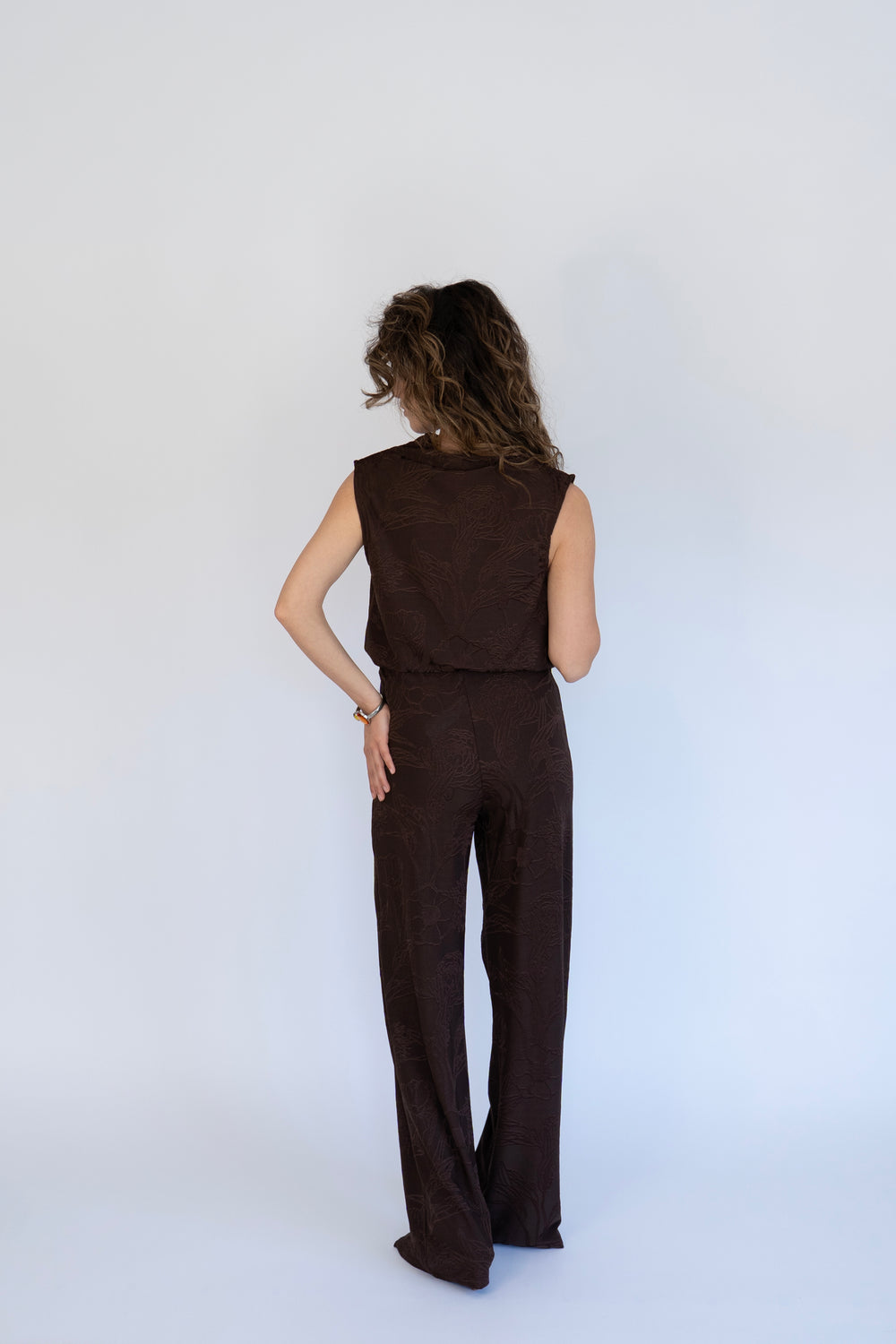 Desenli kahve saten takım – görsel 5