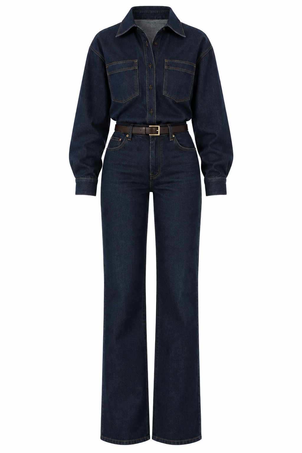Icon kemerli denim tulum | Eliv