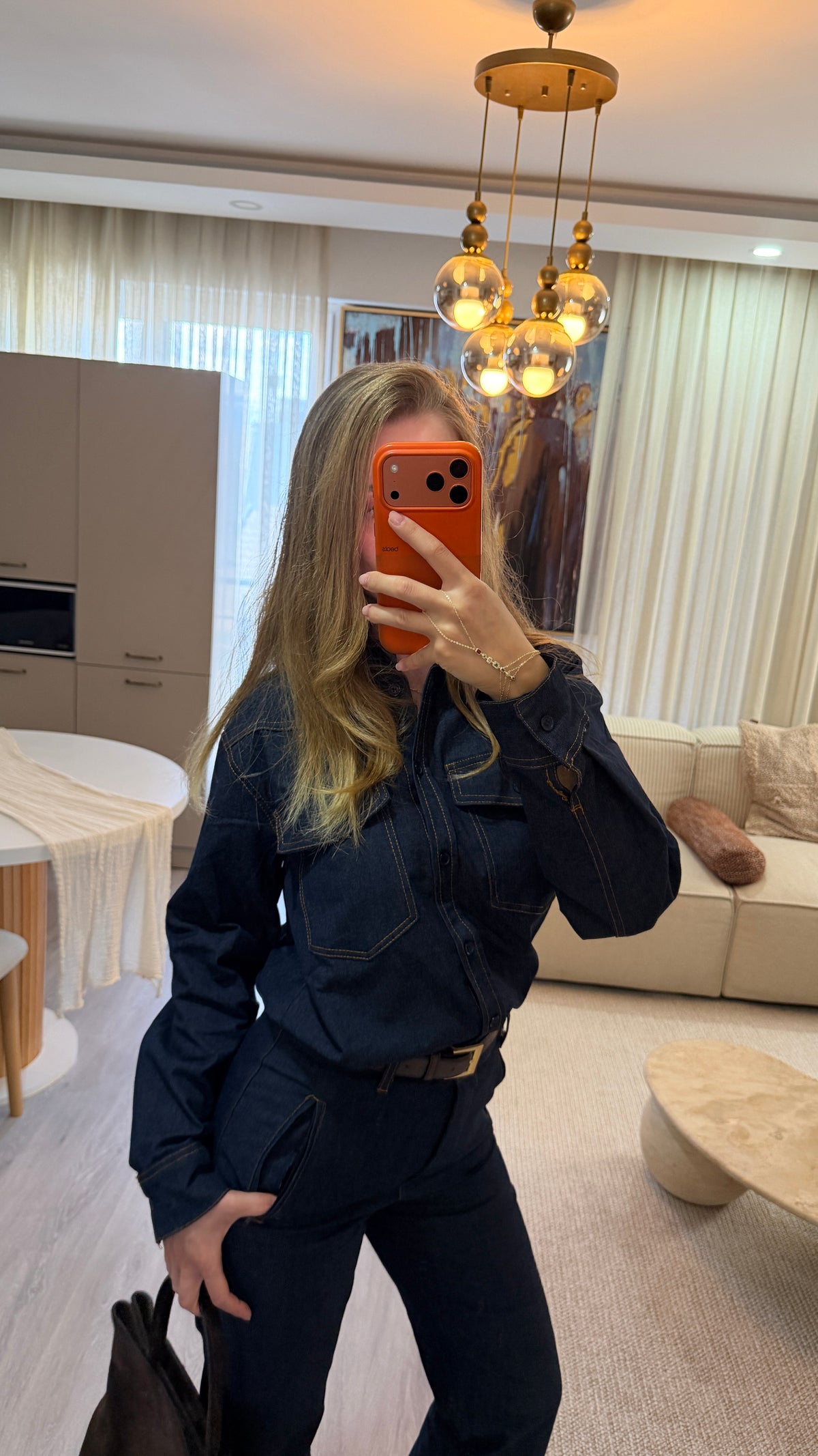 Icon kemerli denim tulum – görsel 3