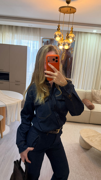 Icon kemerli denim tulum – görsel 3