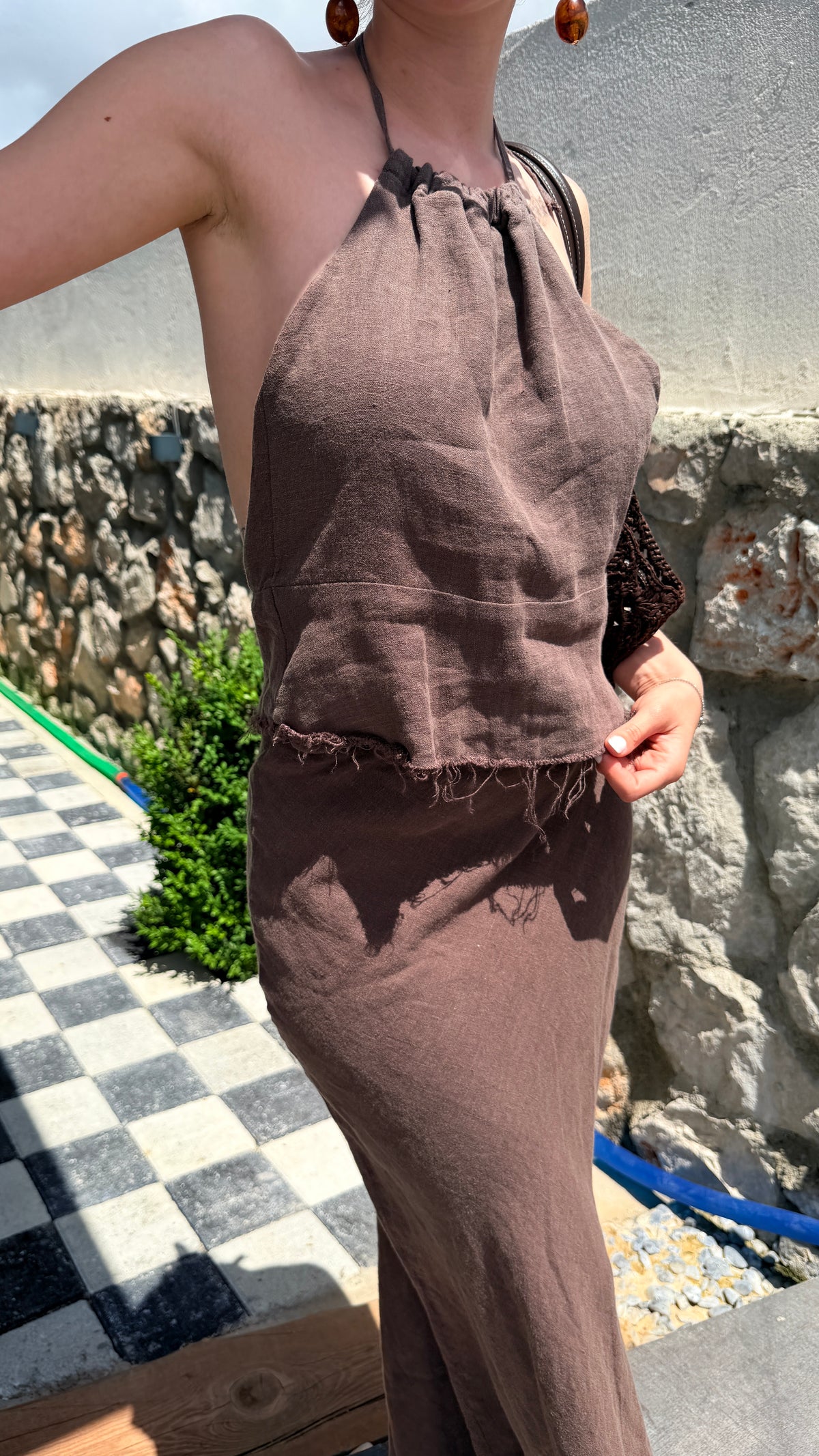Luna kahve halter yaka takım – görsel 3