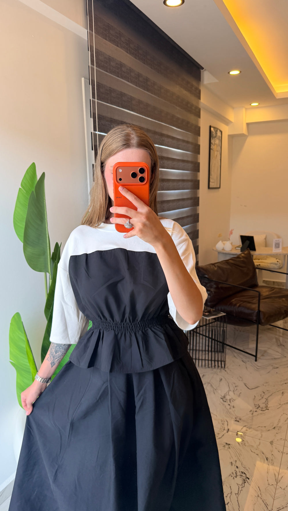 Valencia peplum üst ve midi etek takım – görsel 4