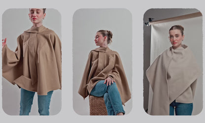 vizon rengi kaşe panço